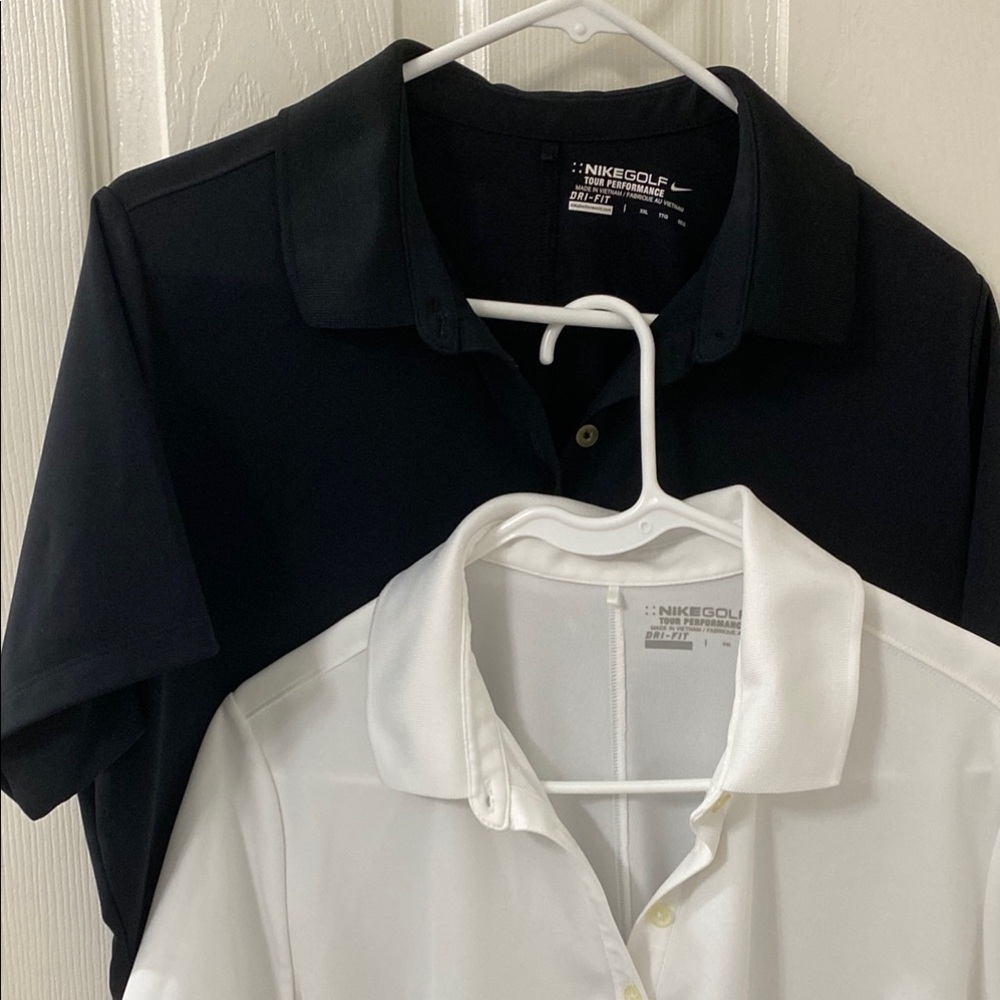 2 sold together - Nike Ladies Black and White Polo Shirts